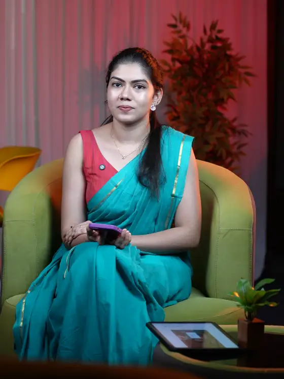 A Mindova psychologist in her consulting room, ready for a session